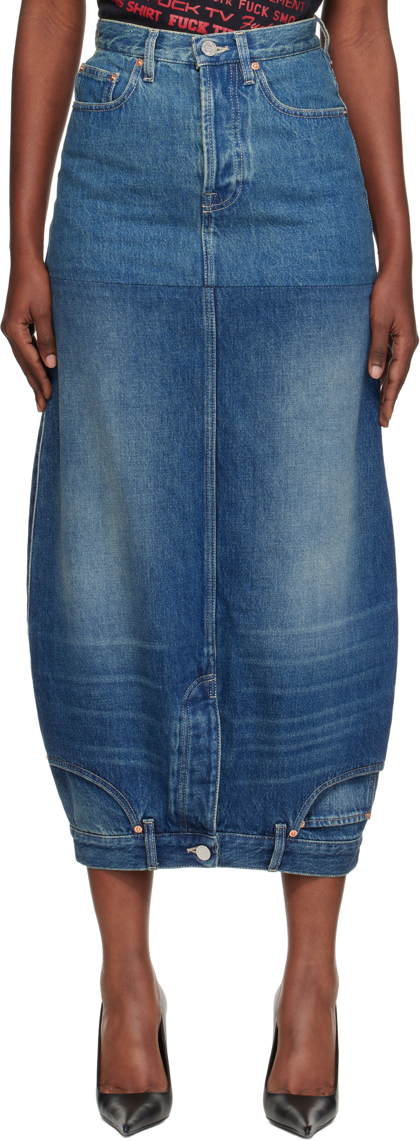 Пола VETEMENTS Vetements Double Denim Midi Skirt Синьо | WH76DK880VBBG, 0