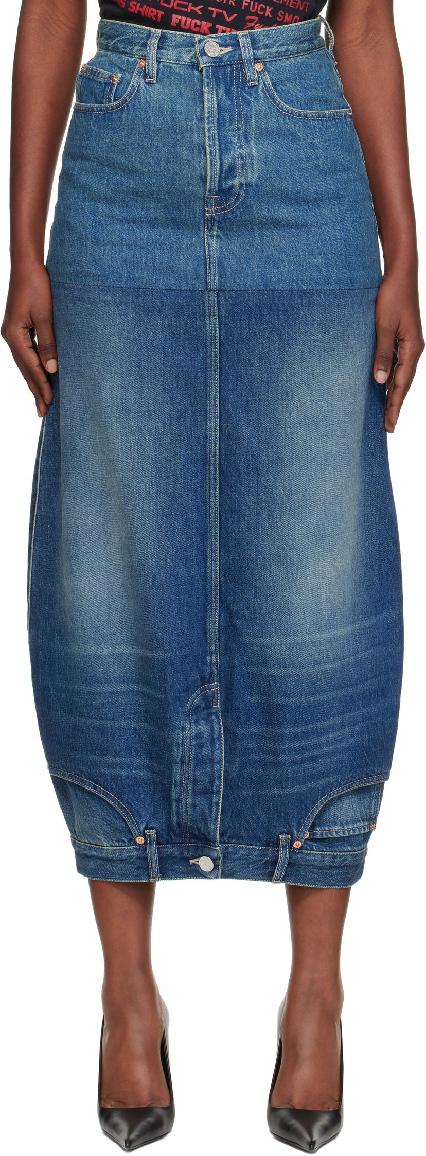 Пола VETEMENTS Vetements Double Denim Midi Skirt Синьо | WH76DK880VBBG