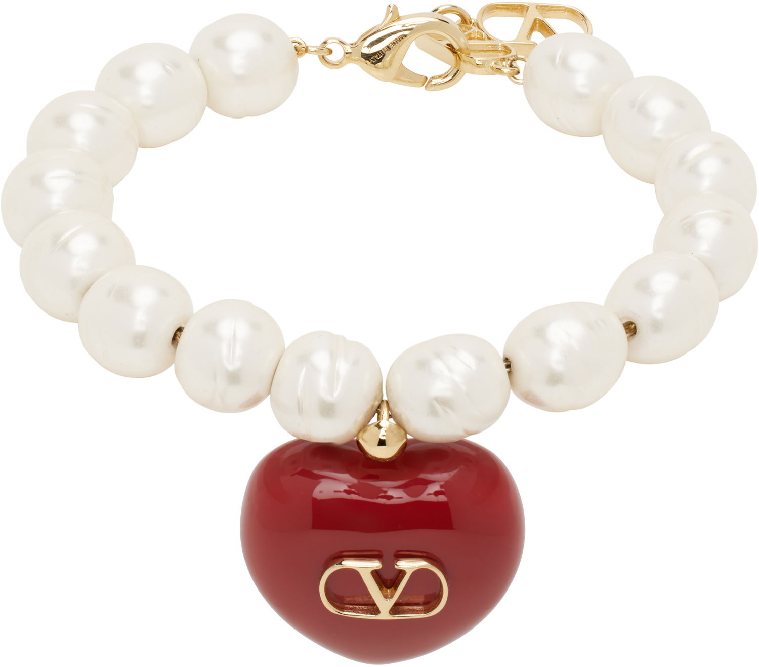 Гривна Valentino Valentino Garavani Pearl Bracelet with Heart Pendant Червено | 6W2J0Y71LTD, 0