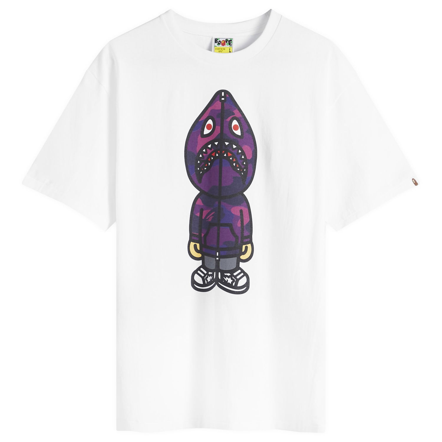 Тениска BAPE A Bathing Ape Colour Camo Classic Milo Shark T-Shirt Бяло | 002TEK301006M-WPR, 0