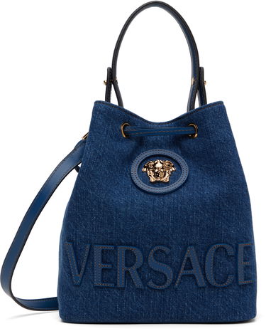 Дамска чанта Versace Versace 'La Medusa' Denim Bucket Bag Синьо | 1018297_1A04287_1UC7V, 0