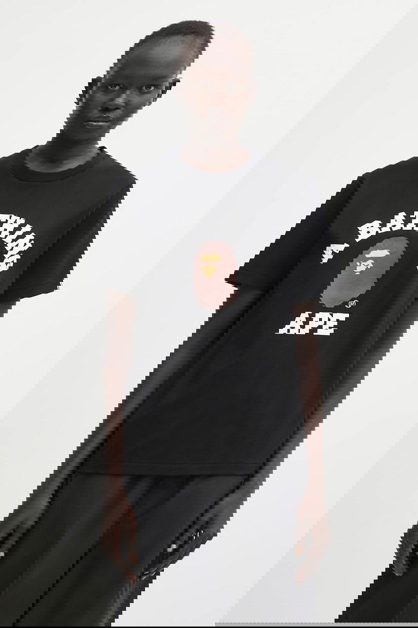 Тениска BAPE A Bathing Ape College T-Shirt Черно | 001TEL302001L, 0