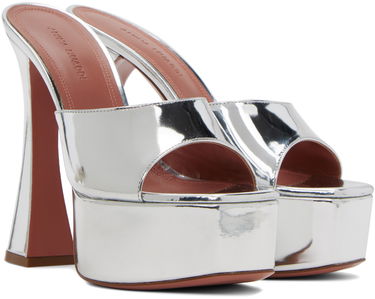 Грижа за обувките Amina Muaddi Amina Muaddi Dalida Heeled Platform Sandals Металик | DALIDA SANDAL PLATEAU MIRROR, 3