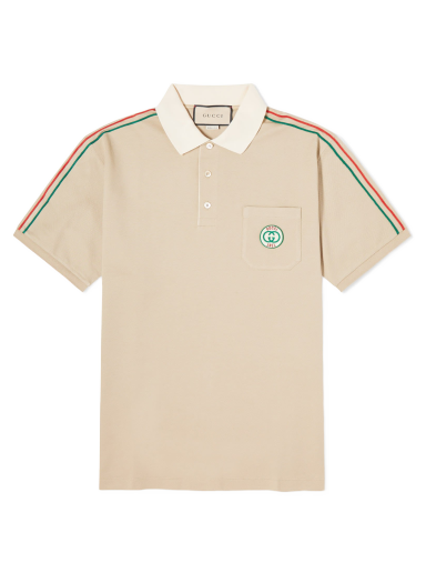 Поло тениска Gucci Pocket Logo Taped Polo Tee Бежово | 753078-XJFTN-2219