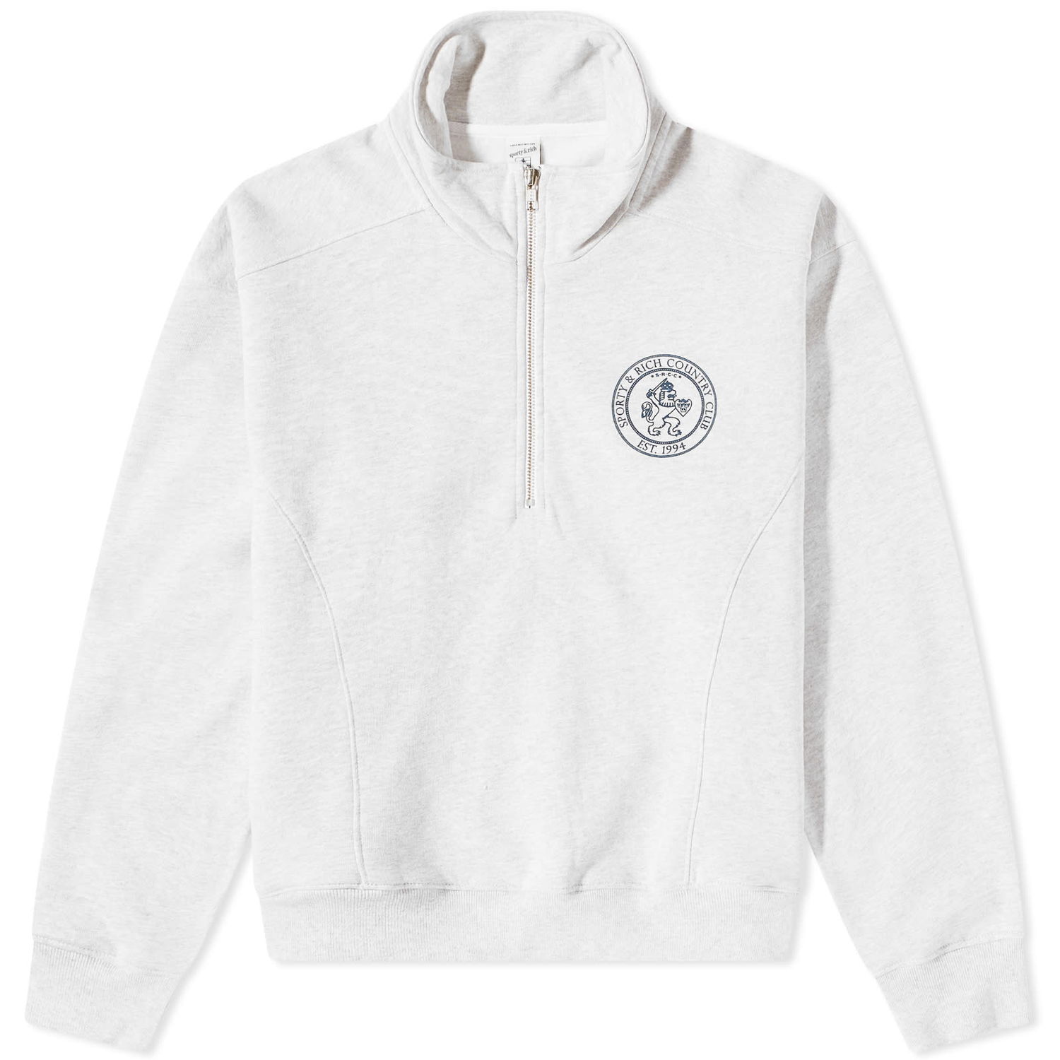 Пуловер Sporty & Rich Sporty & Rich Lion Crest Quarter Zip Sweatshirt Сиво | QZ841HG, 0