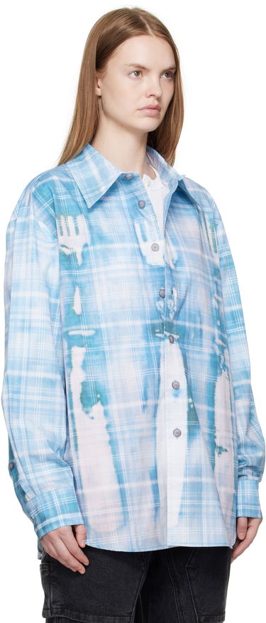 Риза Andersson Bell Andersson Bell Trompe L'oeil Printed Check Shirt Синьо | atb1340m, 4