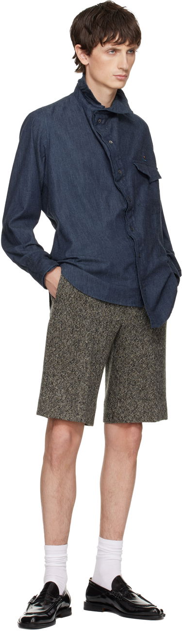 Риза Vivienne Westwood Chaos Long Sleeve Asymmetric Placket Shirt Синьо | 35010022-W0184-, 3