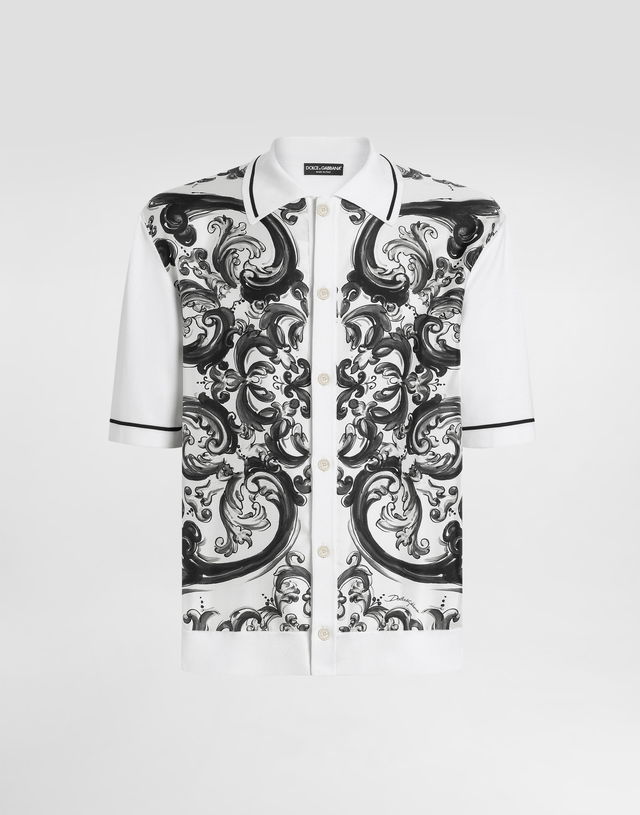 Dolce & Gabbana Majolica-Print Oversized Silk and Cotton Polo Shirt