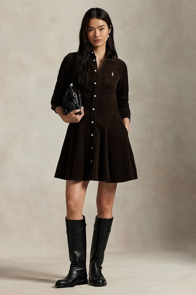 Pокля Polo by Ralph Lauren Polo Ralph Lauren Corduroy Mini Shirtdress Кафяво | 211972069