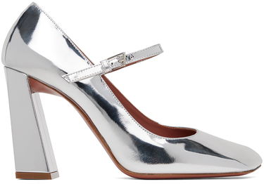 Кецове и обувки Amina Muaddi Metallic Leather Mary Jane Heels Металик | CHARLOTTE MARY JANE BLOCK MIRROR, 0