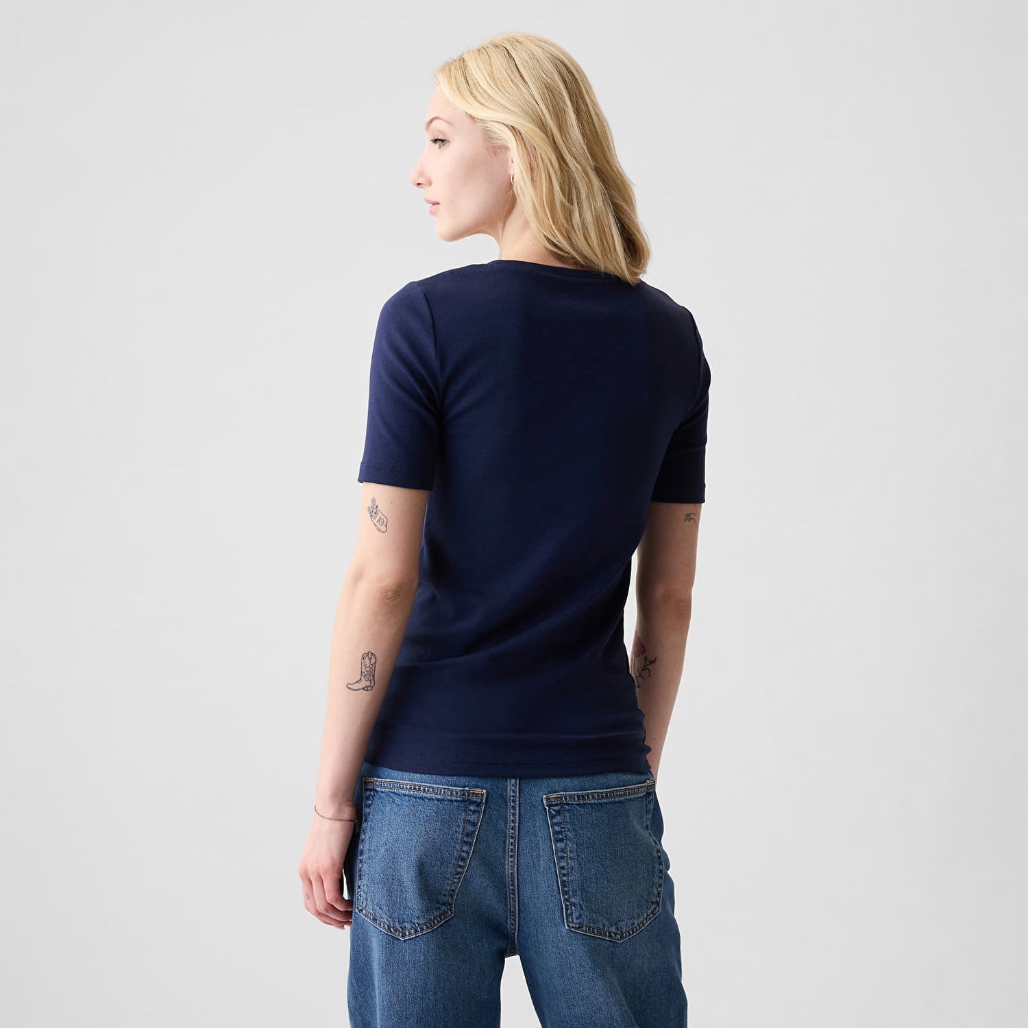 Тениска GAP Modern Crewneck T-Shirt Navy Uniform Тъмно синьо | 540635-02, 1