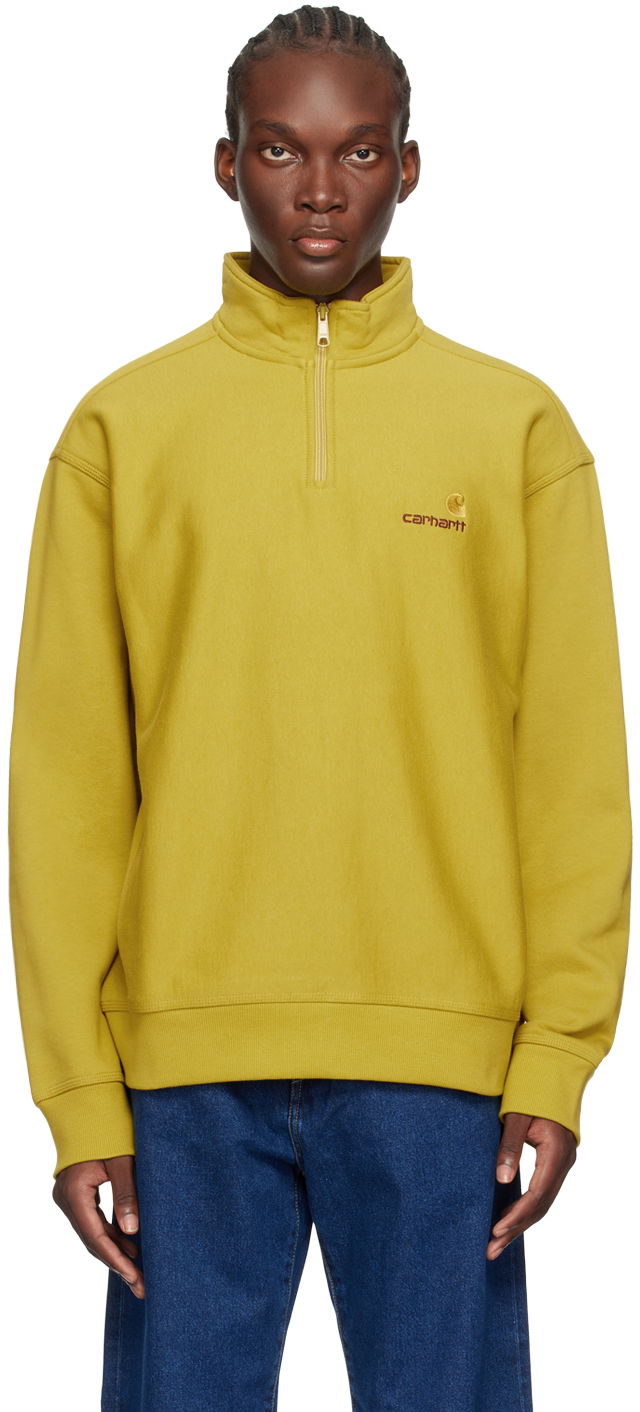 Суитчър Carhartt WIP American Script Quarter-Zip High-Collar Sweatshirt Жълто | I027014, 0
