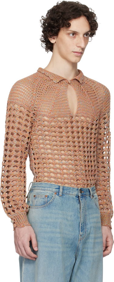 Пуловер Valentino Valentino Cotton & Linen Knit Polo Sweater Оранжево
 | 6V0KC34AAUTAH2, 1
