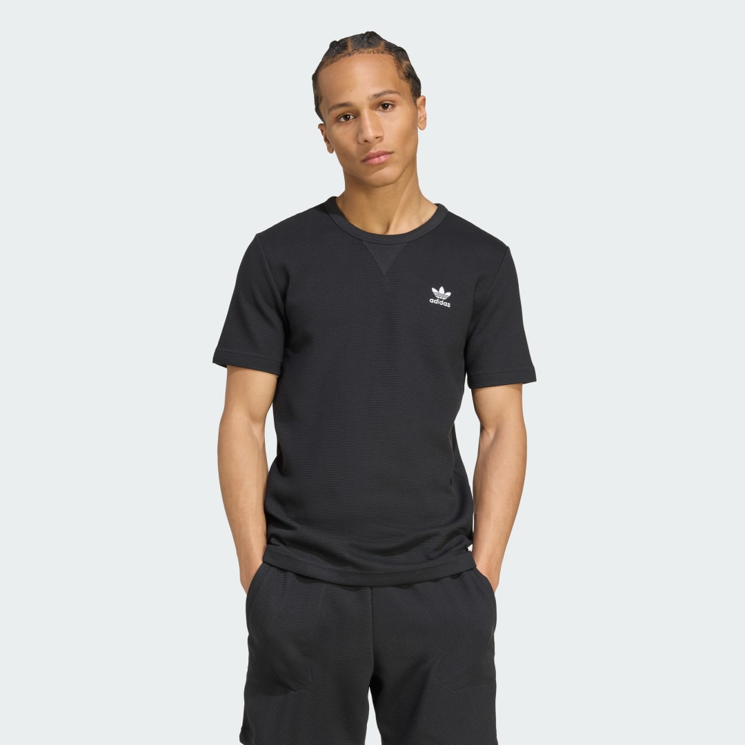 Тениска adidas Performance Trefoil Essentials Waffle T-Shirt Черно | KA7767, 0