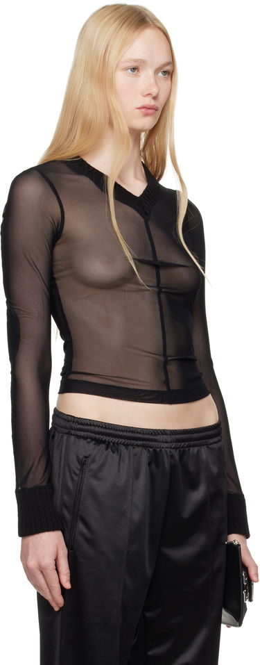 Пуловер Maison Margiela MM6 Maison Margiela Elastic Jersey Mesh Long Sleeve Top Черно | S62NH0039 S24423, 1