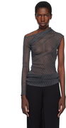 Courrèges Asymmetric Striped Mesh Top