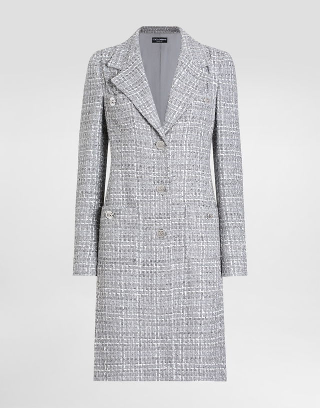 Dolce & Gabbana Single-Breasted Tweed Bouclé Coat