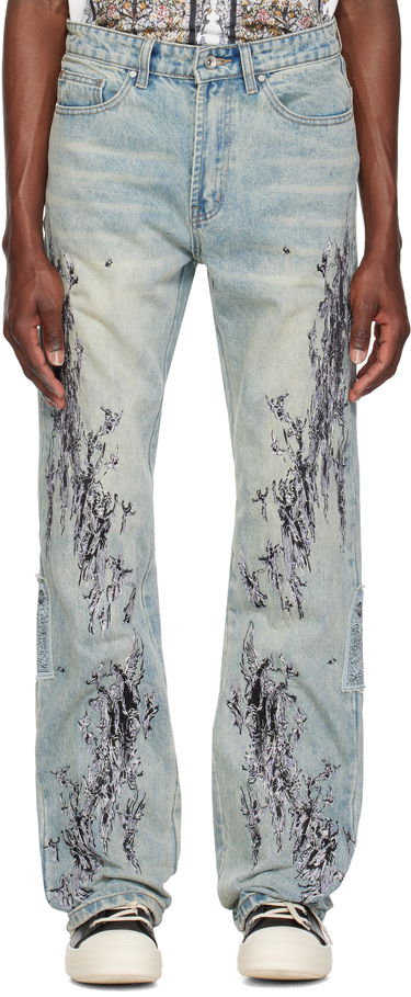 Дънки Who Decides War Who Decides War Scratched Denim Jeans Синьо | 1120990009SS25, 0