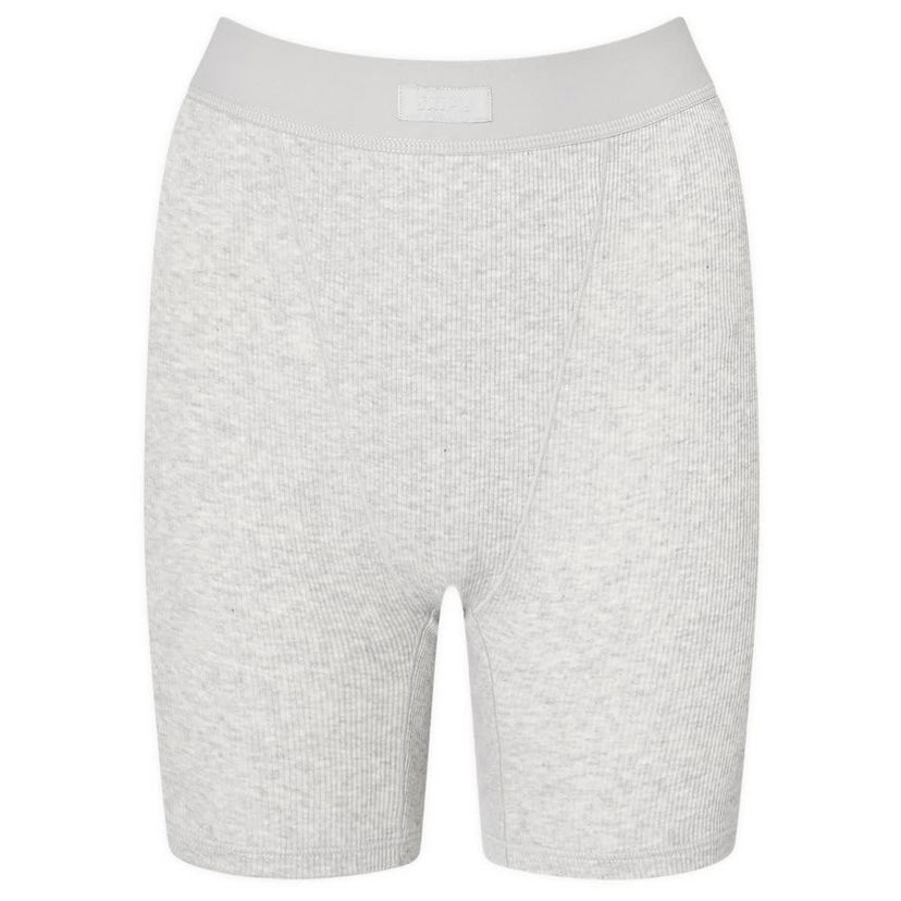 Къси панталони SKIMS Ribbed Cotton Boxer Shorts Сиво | PN-HWS-0042-LHG