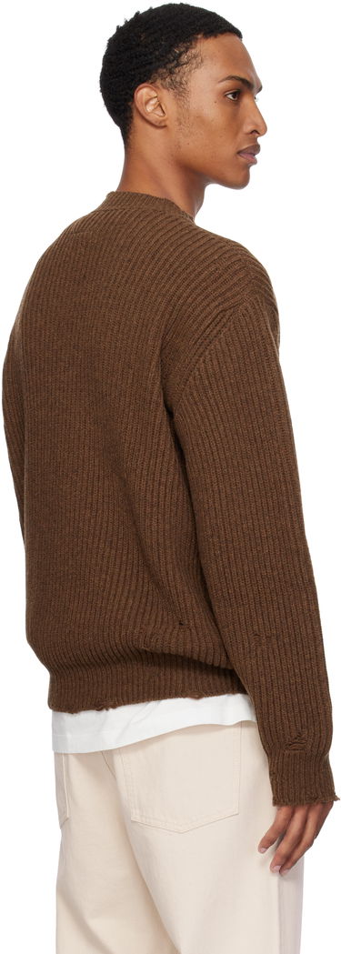 Пуловер Maison Margiela MM6 Maison Margiela Ribbed Wool Knit V-Neck Sweater Кафяво | SH0HN0003 M13138, 2