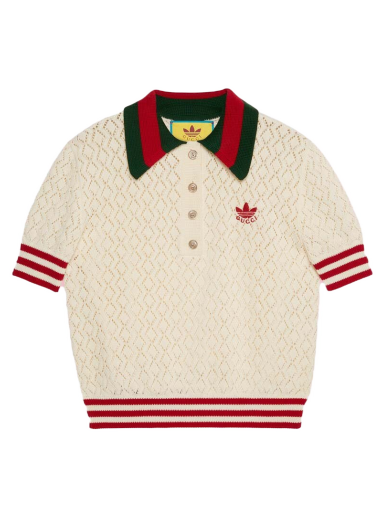 Поло тениска Gucci adidas x Cotton Polo Tee Бяло | 693832 XKCDM 9133