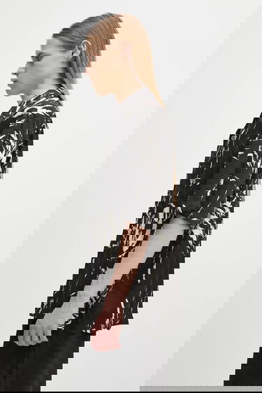 Риза Wales Bonner Wales Bonner Highlife Bowling Relaxed Fit Classic Collar Short Sleeve Abstract Print Shirt Черно | MS25SH08.VI05.9900, 1