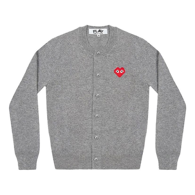 Пуловер Comme des Garçons COMME des GARCONS PLAY Women's Cardigan with Invader Emblem Сиво | AZ-N083-051-2