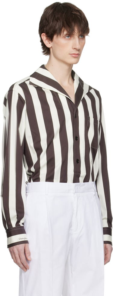 Риза Dolce & Gabbana Dolce&Gabbana Three-Button Long-Sleeved Shirt Кафяво | G5ND3TFSFOC, 1
