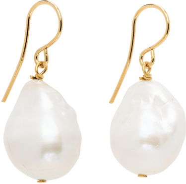 Обеци Jil Sander Pearl Grainy Earrings "Gold & White" Бяло | J11VG0027_J12016, 1