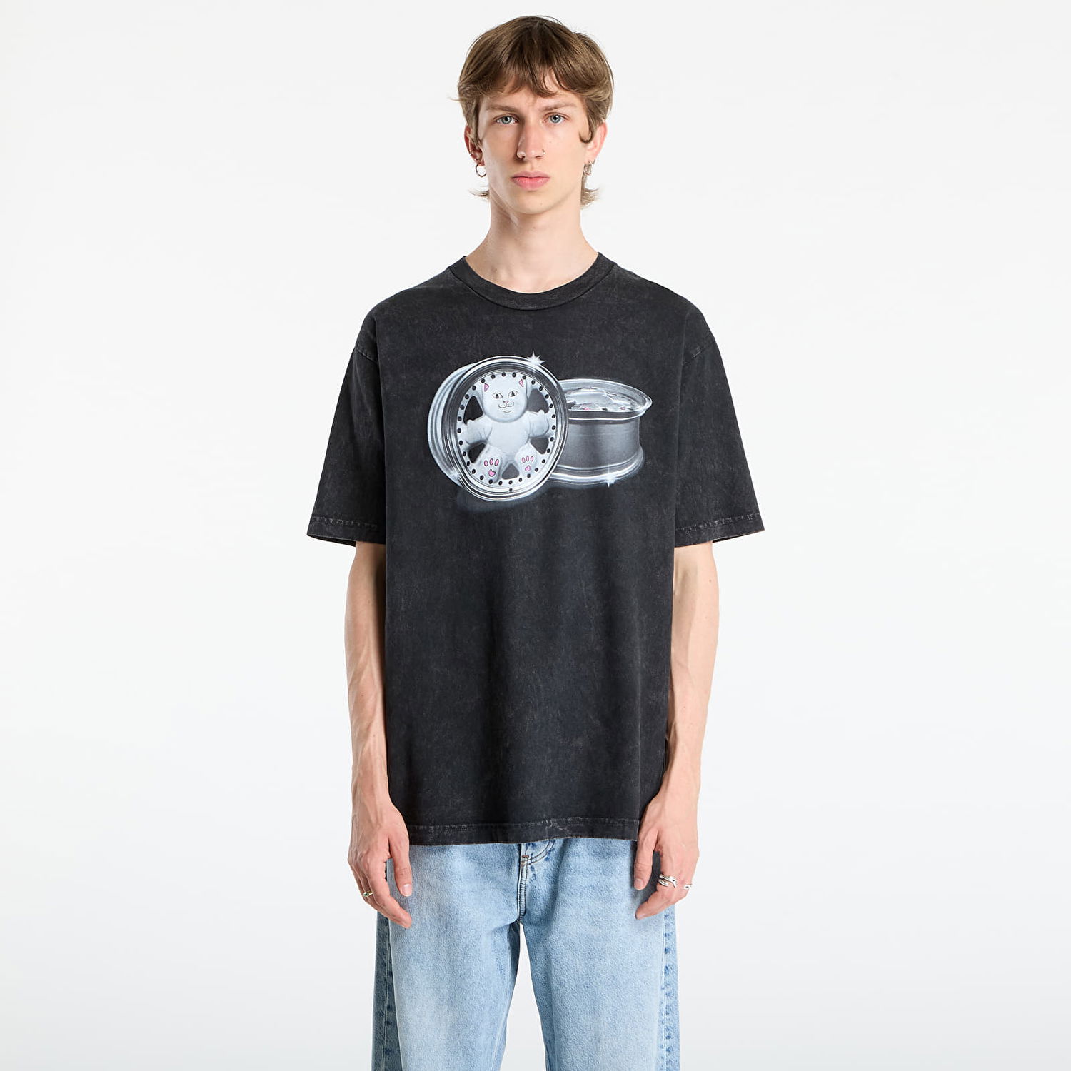 Тениска RIPNDIP RIPNDIP Nerm Wheels T-Shirt Vintage Wash Черно | RNDFALL25119, 0