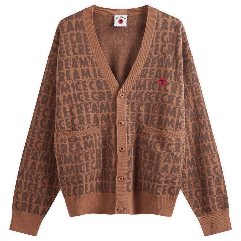 Пуловер BBC IceCream ICECREAM Text Print Knit Cardigan Size Small Кафяво | IC24215-BR