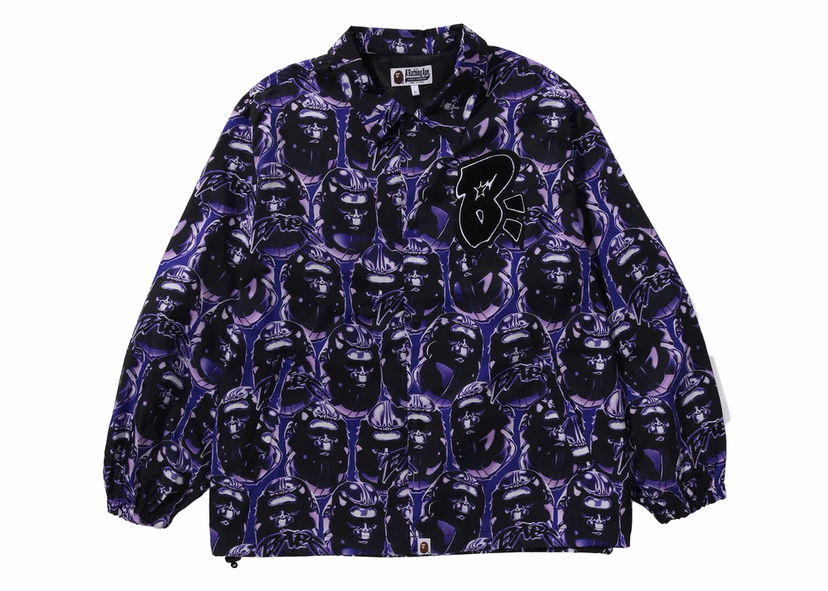 Яке BAPE BAPE Ape Head Graffiti Coach Jacket Purple Лилаво | 1J80-140-005