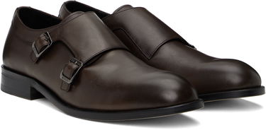 Облекло BOSS Leather Monkstraps with Flexible Sole Кафяво | 50536161, 3