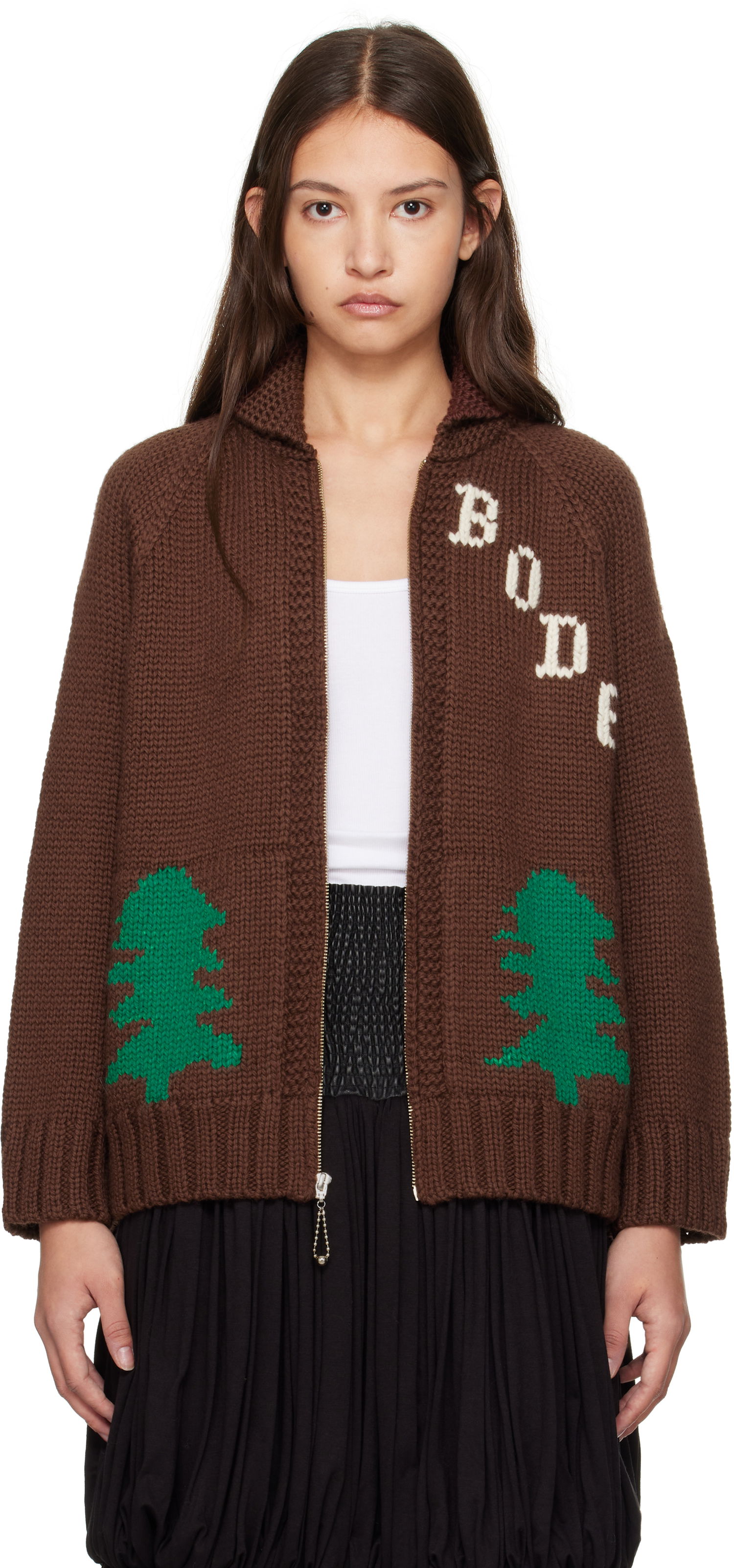 Пуловер Bode Fir Shawl Collar Cardigan Кафяво | MRF24KT010, 0