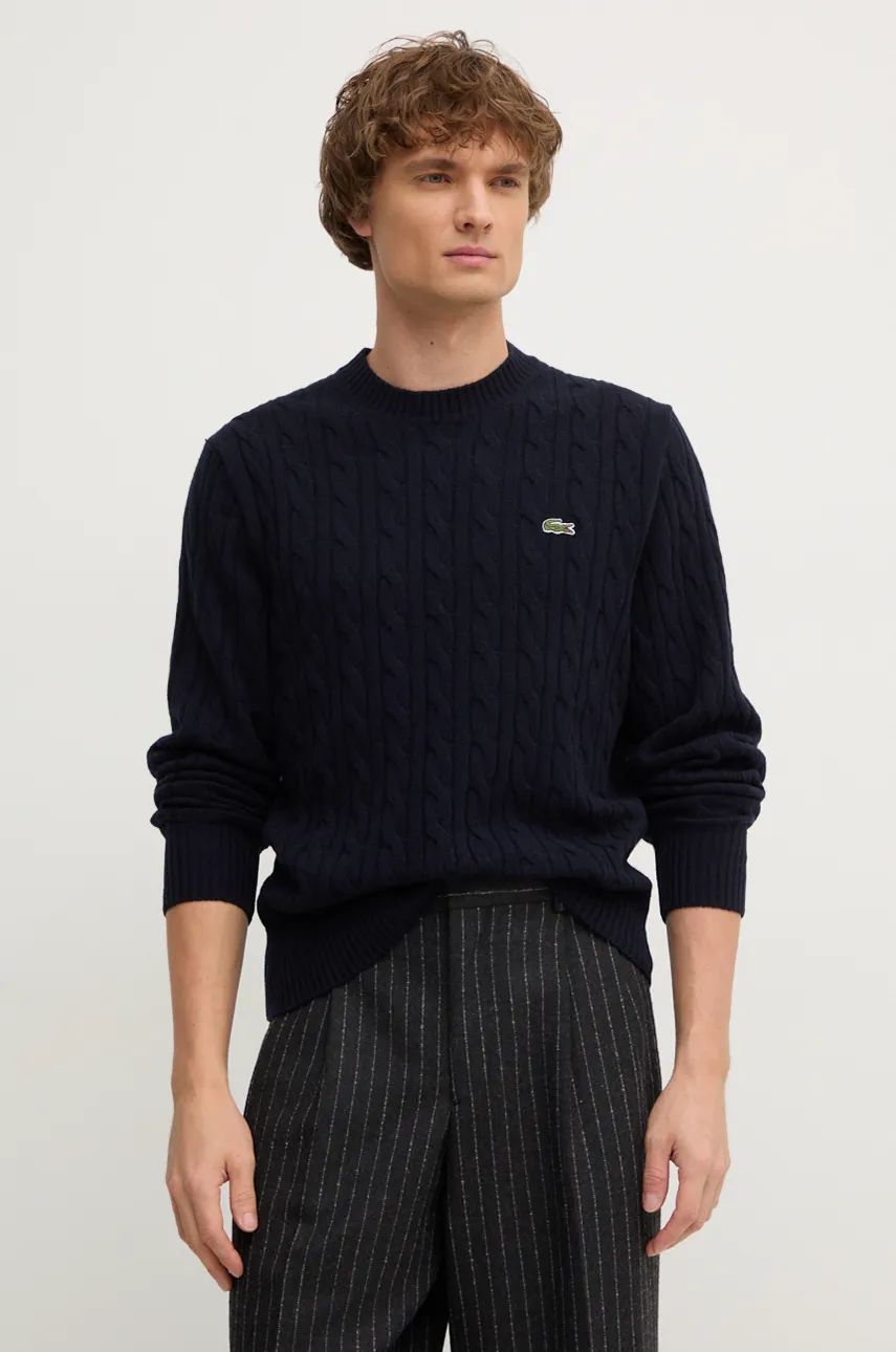 Пуловер Lacoste Navy Blue Wool Cable Knit Sweater Тъмно синьо | AH2924, 0