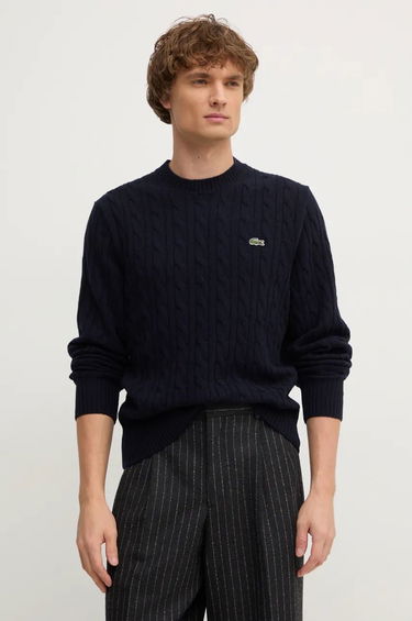 Пуловер Lacoste Navy Blue Wool Cable Knit Sweater Тъмно синьо | AH2924, 0