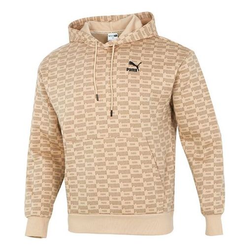 Суитчър Puma Luxe All-Over Print Logo Hoodie Бежово | 534409-20