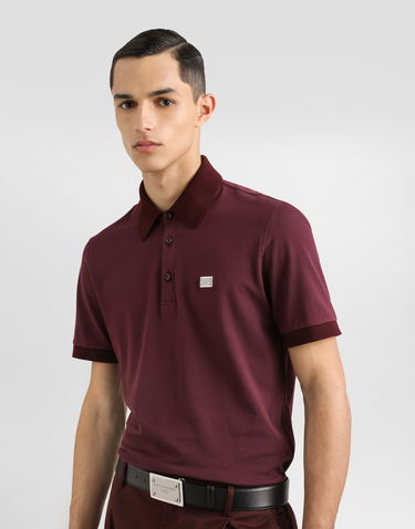 Поло тениска Dolce & Gabbana Dolce & Gabbana Cotton Polo Shirt with Logo Tag Бургунди | G8SN1TFU7ENF0130, 3
