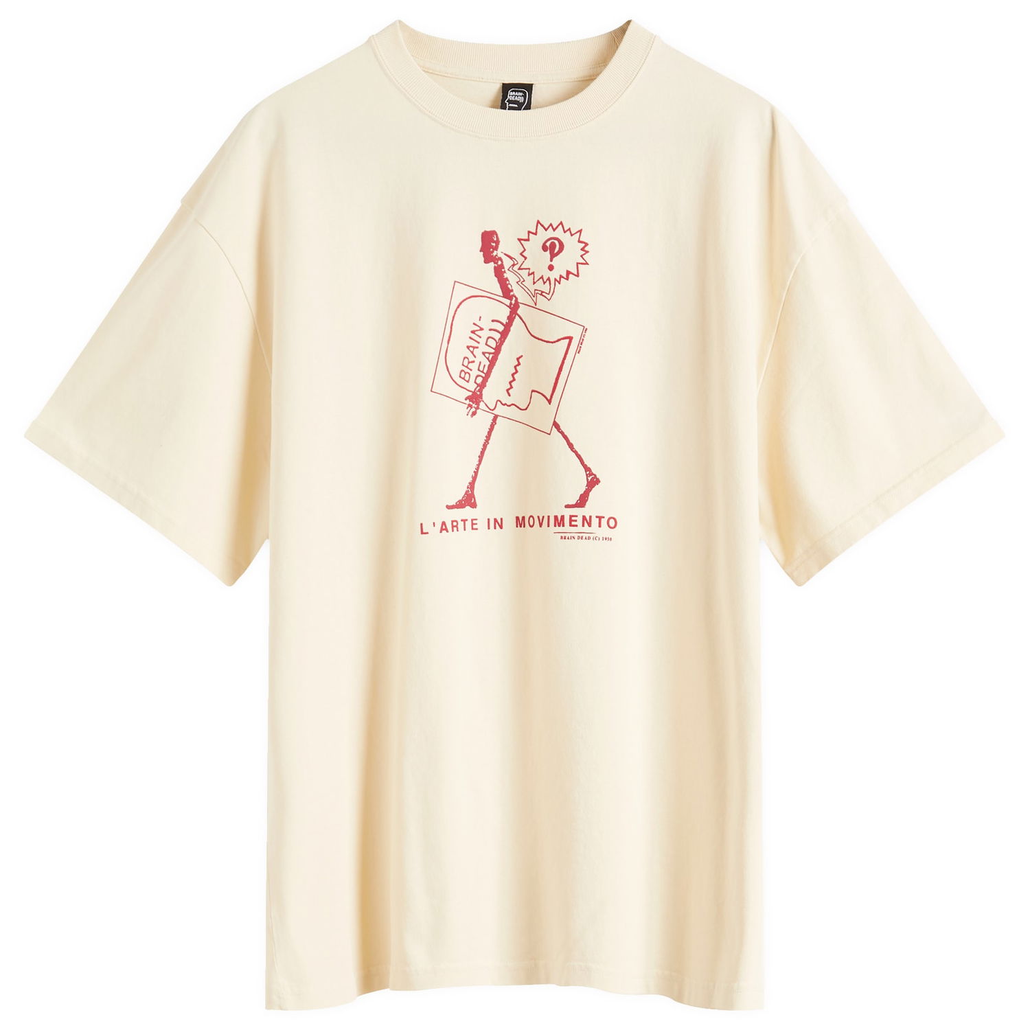 Тениска Brain Dead Brain Dead Movimento Graphic T-Shirt, Size Large Бежово | BDP25T00O044-CRM, 0