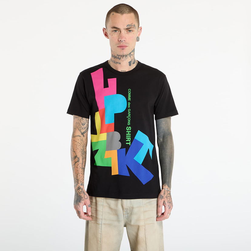 Тениска Comme des Garçons Comme des Garçons SHIRT T-Shirt with Colorful Block Letter Graphic S Черно | FP-T002-W25 Black