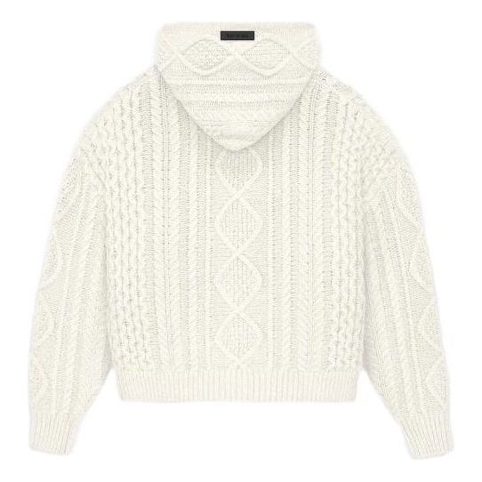 Пуловер Fear of God Essentials Cable Knit Hoodie Бяло | 192BT234391F, 0