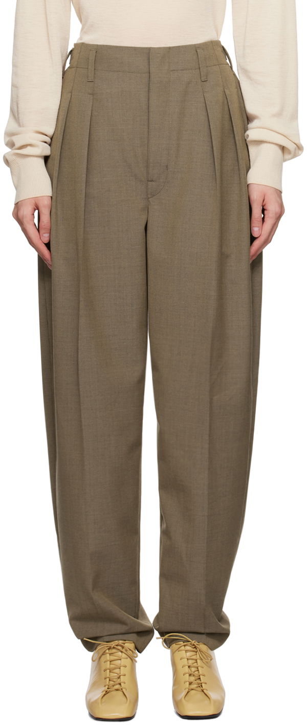 Панталони LEMAIRE Pleated Tapered Trousers Зелено | PA1042 LF414