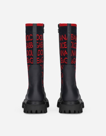 Кецове и обувки Dolce & Gabbana Knit Logo Boots Тъмно синьо | D11255AQ59089919, 2