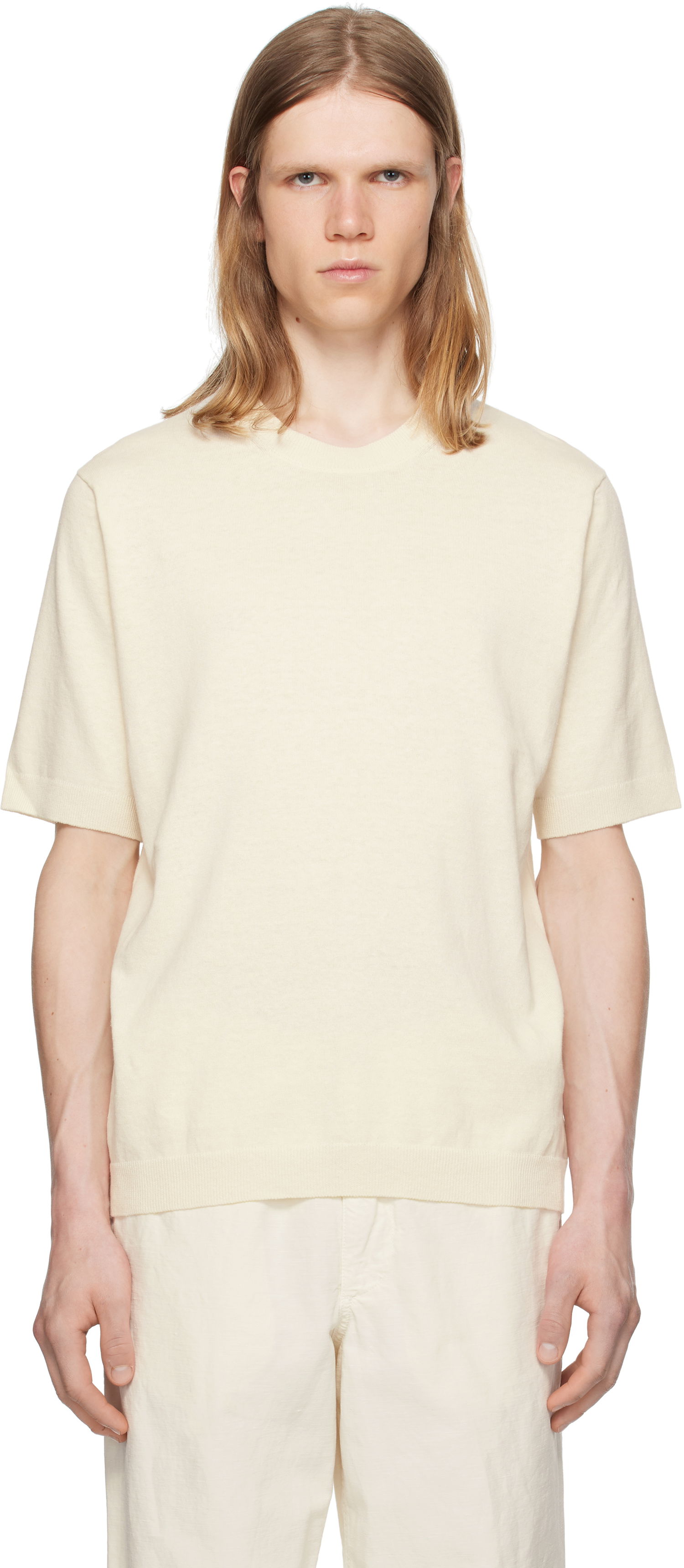 Тениска NORSE PROJECTS Norse Projects Rhys Cotton Linen T-Shirt Бяло | N45-0600, 0
