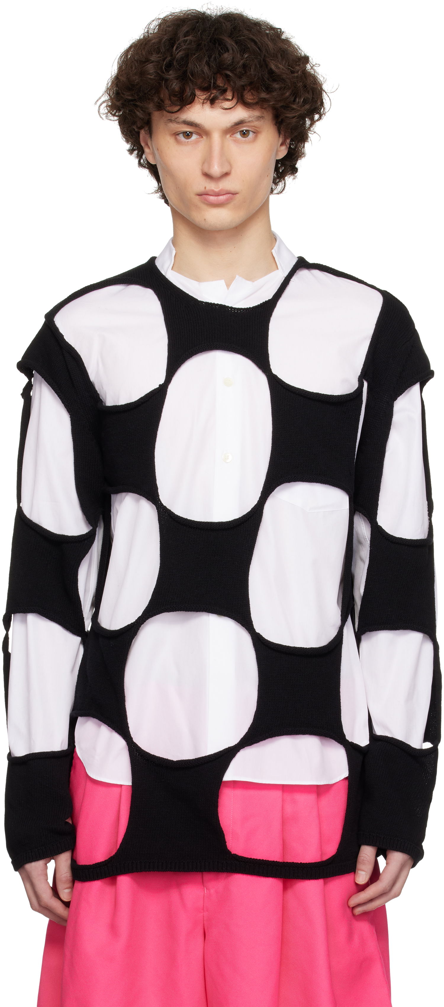 Пуловер Comme des Garçons Homme Plus Cotton Code Intarsia B Pattern Crewneck Sweater Черно | PO-N012-051, 0