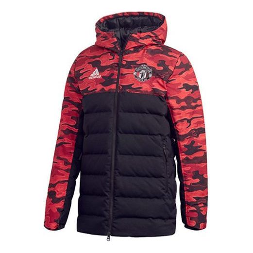Пухо яке adidas Originals Manchester United Camouflage Colorblock Hooded Down Jacket Червено | FR3871, 0