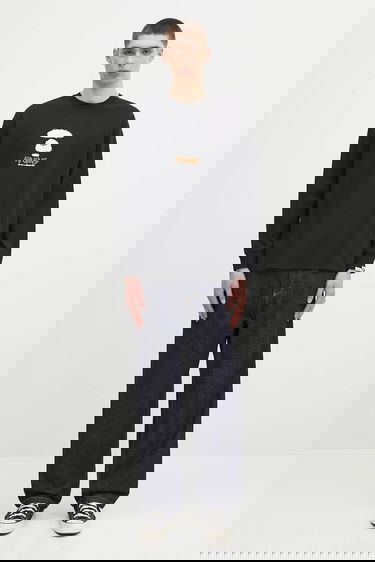 Тениска AAPE by A Bathing Ape Basic Graphic Long Sleeve T-Shirt Черно | AAPLTM1560XXN, 4