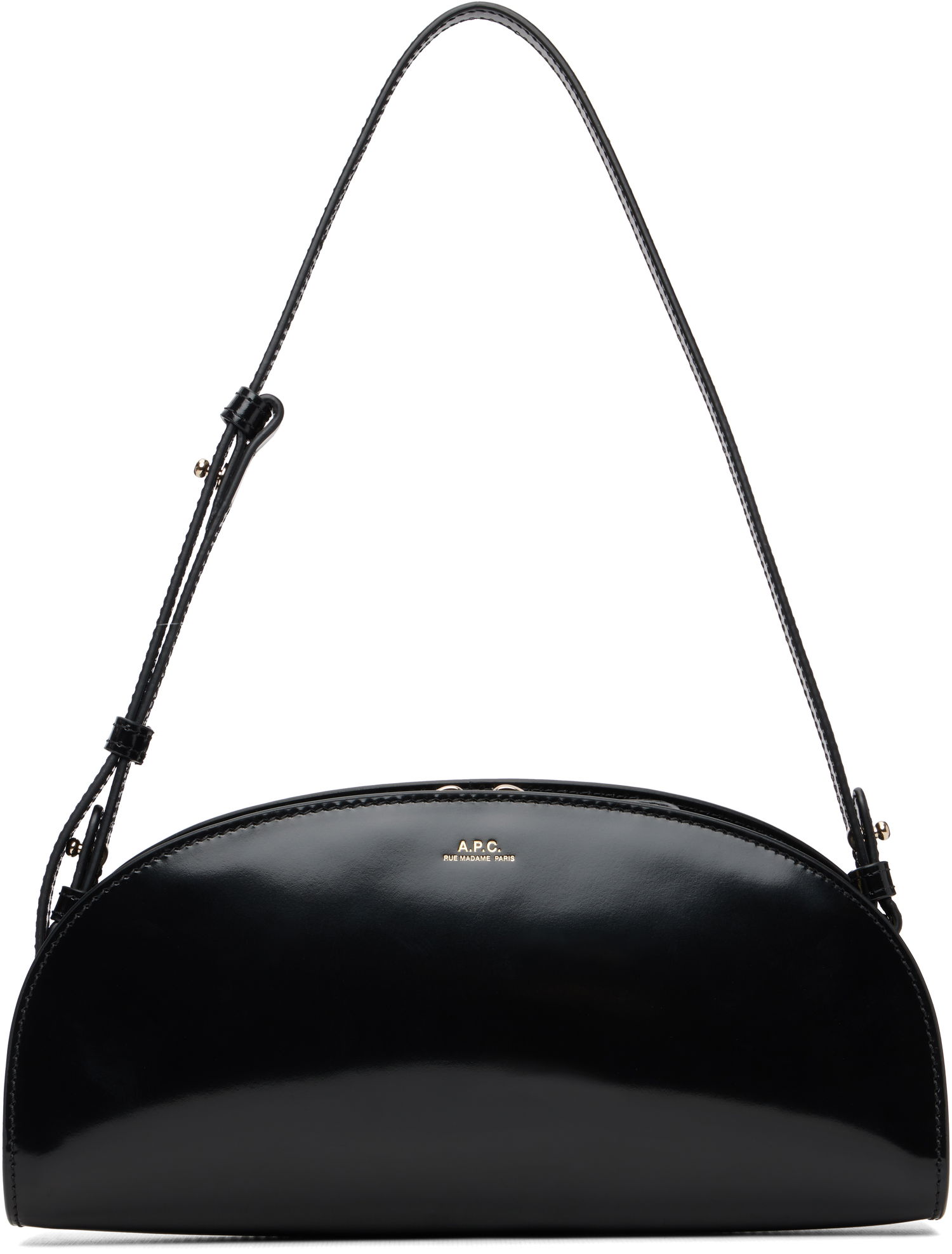 Чанта през рамо A.P.C. Demi-Lune Polished Leather Shoulder Bag Черно | PXCBT-F61997, 0