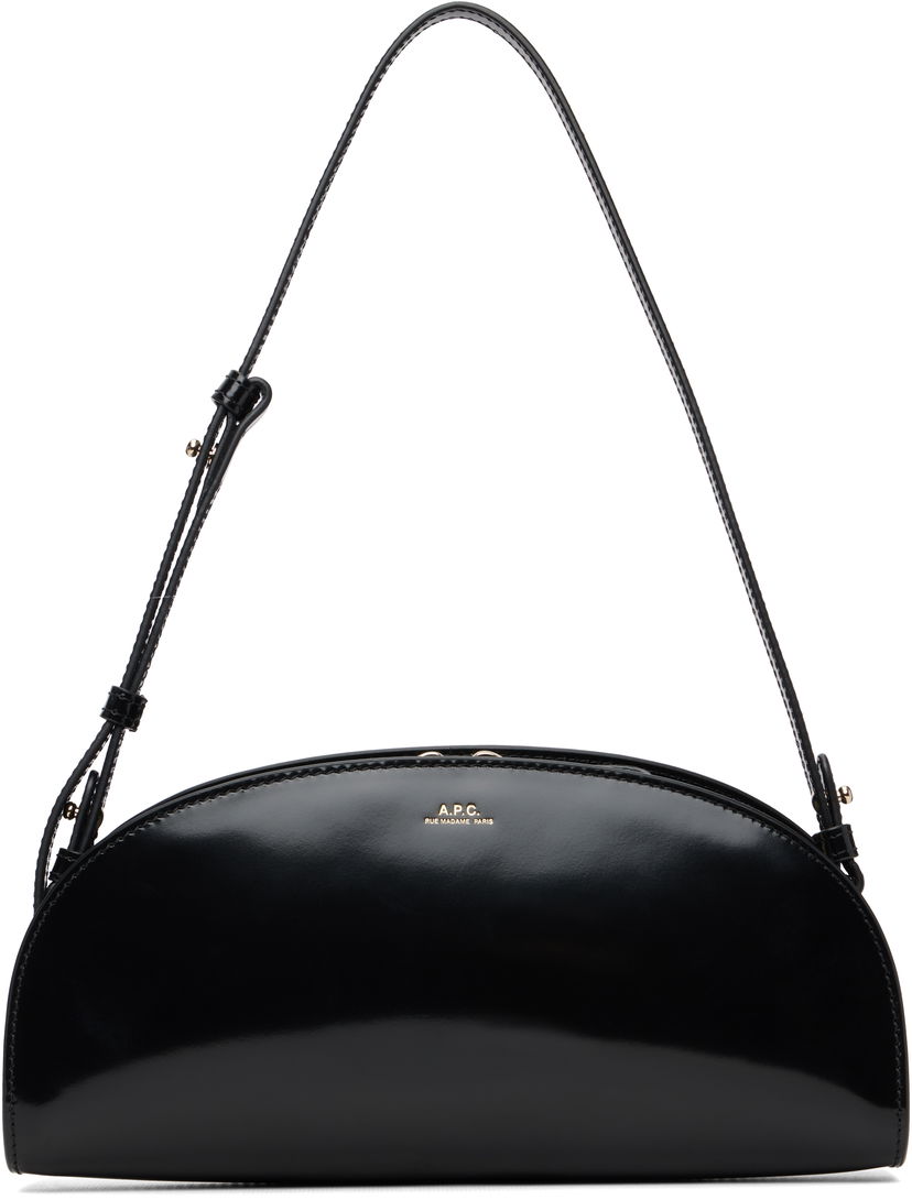 Чанта през рамо A.P.C. Demi-Lune Polished Leather Shoulder Bag Черно | PXCBT-F61997