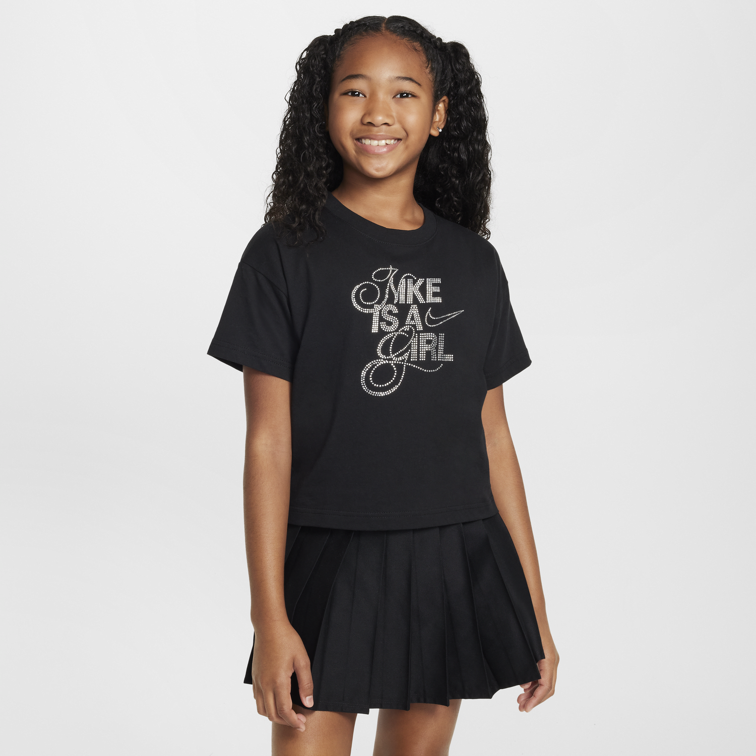 Съкратен топ Nike Nike Sportswear Girl's T-Shirt Черно | HF5986-010, 0